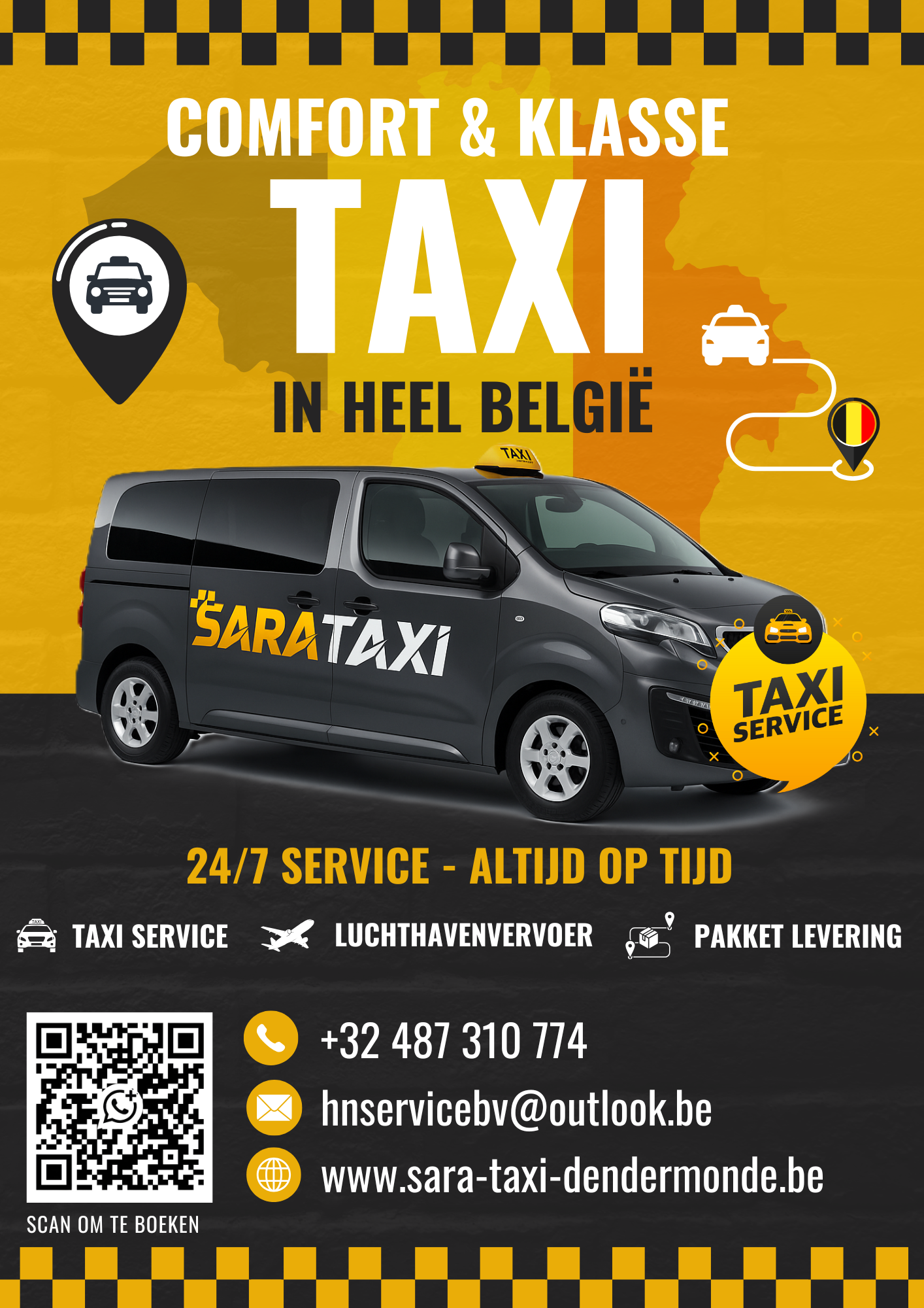 taxibedrijven met luchthavenvervoer Sinaai-Waas Sara taxi Dendermonde